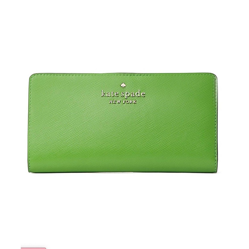 NWT! Kate Spade New York | Turaco Green Staci Large Slim Leather Bifold Wallet